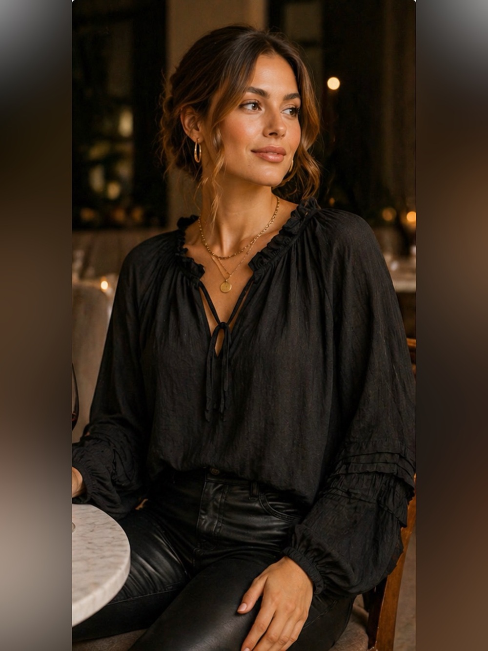 Gibson Latimer | Boho Minimalist Top | Draped Sleeve | Quiet Luxury XL